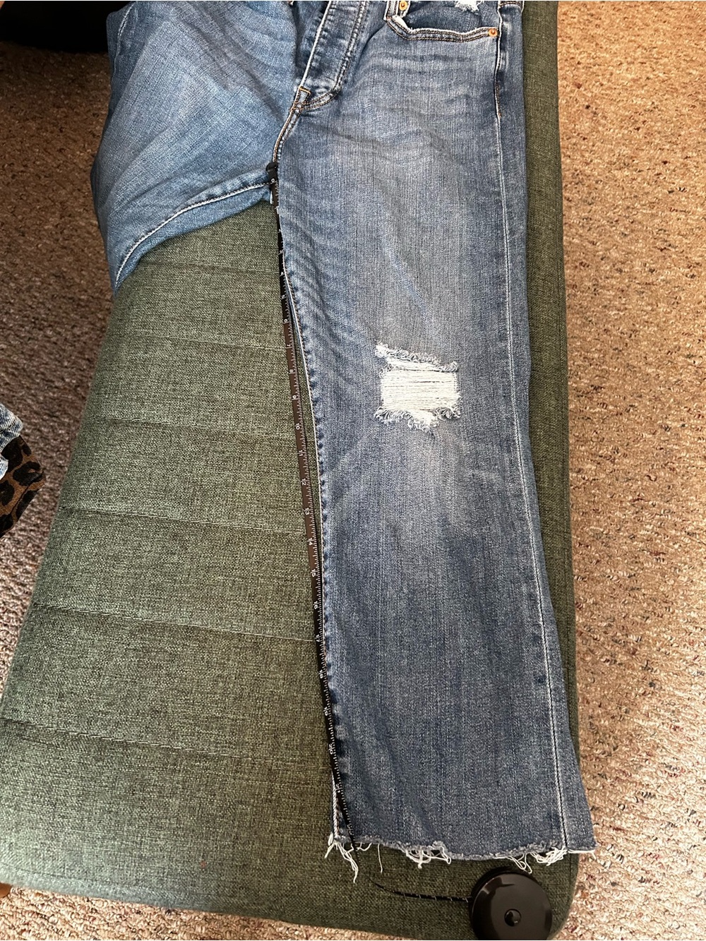 ***Shortened*** Levi's Straight Leg Distressed Blue Jeans